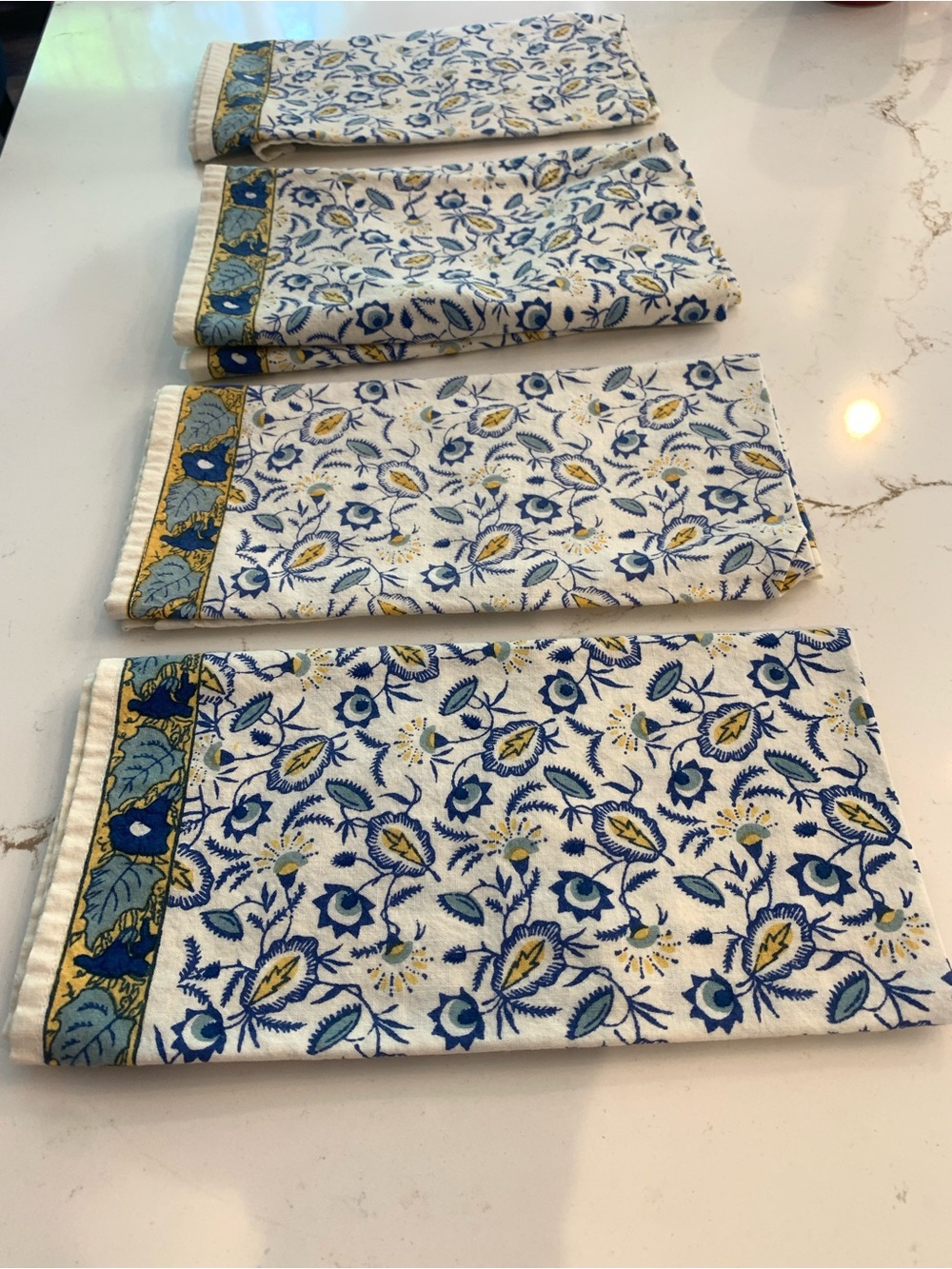 Vintage Decorative Cloth Napkins Indian Hand Block Print Set Of (4)